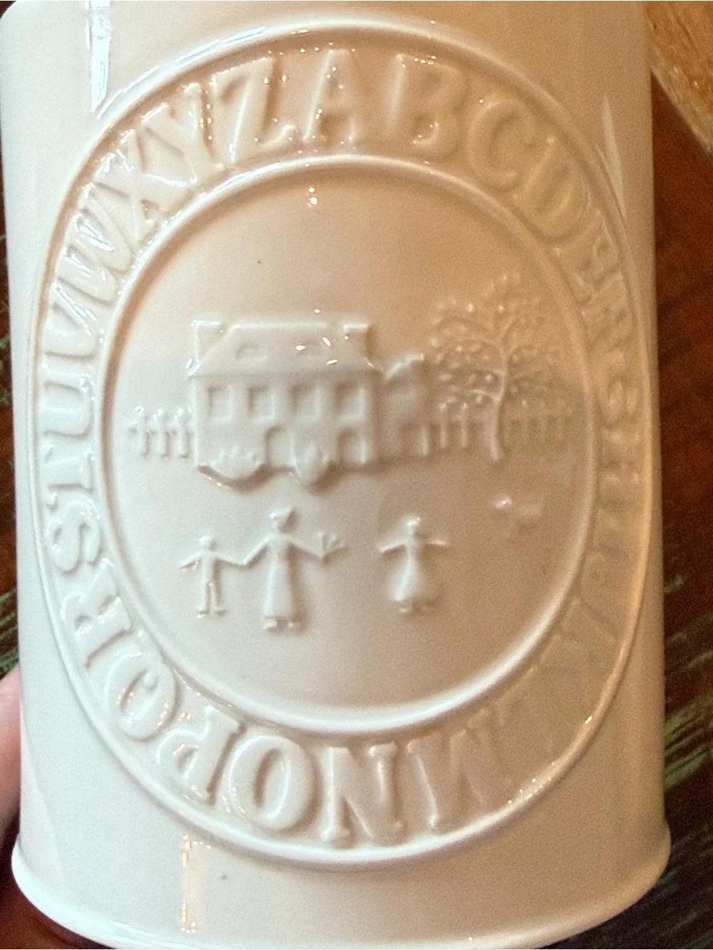 Wedgwood Ralph Lauren Canister White Porcelain Schoolhouse Alphabet 5” Tall EUC